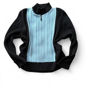 Black and‎ Blue Zip Up Cardigan Sweater